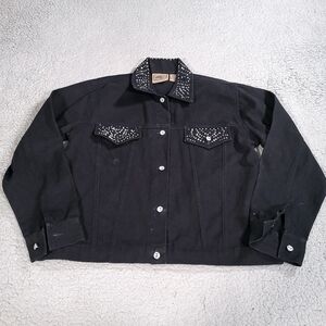 Dont Mess With Texas Jacket Womens Small Black Western American Denim Jacket